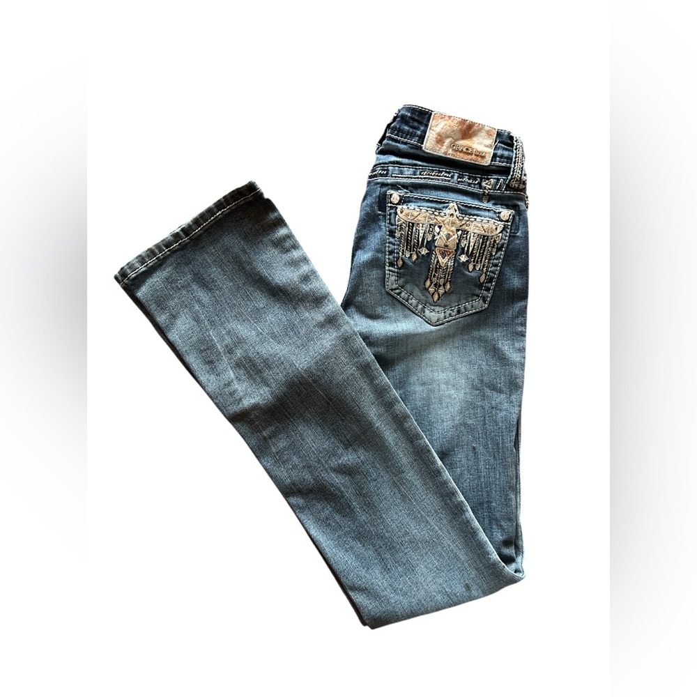 GRACE Embellished Bootcut Jeans Size 25 Western Cross Pocket Denim